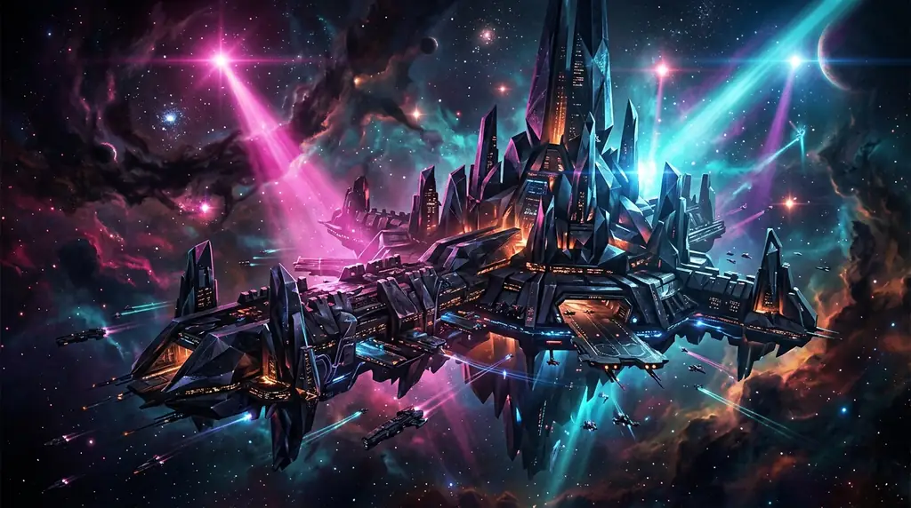 Obsidian fortress in space